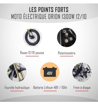 Moto enfant électrique ORION 1300W - 12/10 - Édition 2023 - Rose